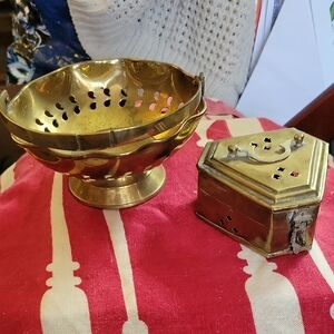 Brass Incense Holder And Bowl Set